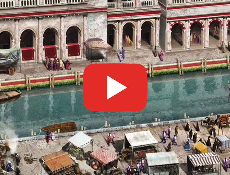 Palazzo Ducale come doveva apparire nel XII secolo e come è oggi